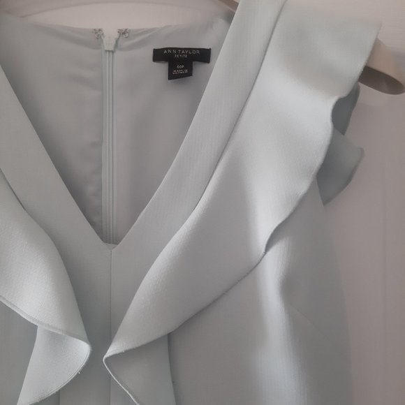 NWOT Ann Taylor Light Blue Green Sleeveless Dress with Ruffles - Picture 2 of 14